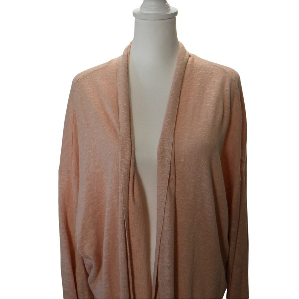 Eileen‎ Fisher Lightweight Pink Open-Front Cotton Linen Cardigan Pockets 3X Soft